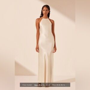 Shona Joy - La Lune Low Back Halter Neck Midi Dress - Cream